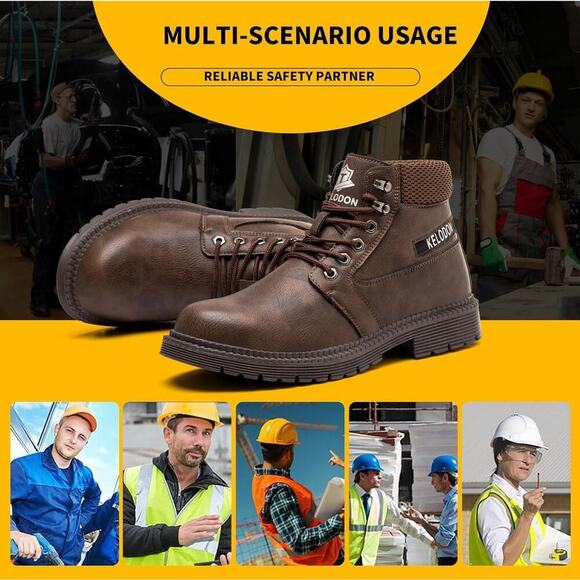 Waterproof Steel Toe Boots For Men-6 Inch Leather Winter Safety Boots